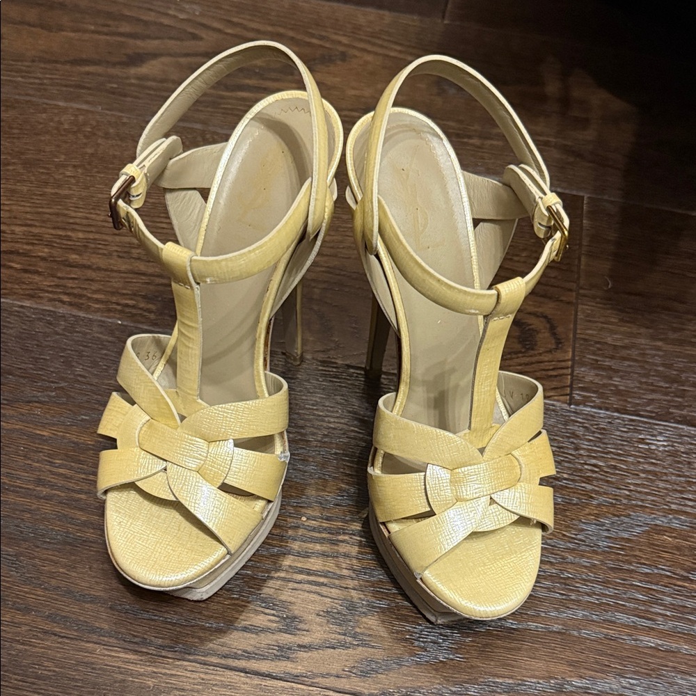 Yves Saint Laurent Yellow Strappy Heels
